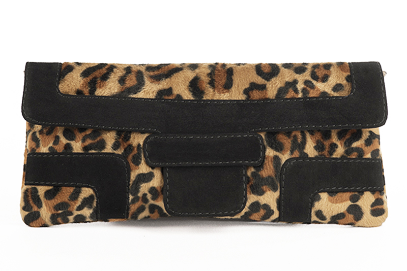 Small dressy baguette bag in animal print and matt black - Profile view